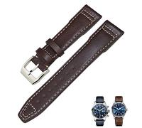 KDEGK Genuine Leather Watch Strap 20mm 21mm 19mm 22mm Cowhide Watchbands For IWC Mark Big Pilot Spitfire PORTOFINO Watch Accessories(Brown white 1,20mm)