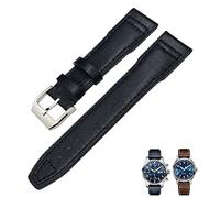 KDEGK Genuine Leather Watch Strap 20mm 21mm 19mm 22mm Cowhide Watchbands For IWC Mark Big Pilot Spitfire PORTOFINO Watch Accessories(Black black 1,22mm)