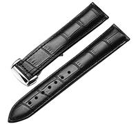 KDEGK Genuine Leather Watch Strap for Omega Watch Seamaster wristband 19mm 20mm 22mm Deployant Clasp Black Brown Watchband Bracelet(Black silver,18mm)