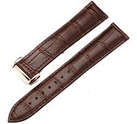 KDEGK Genuine Leather Watch Strap for Omega Watch Seamaster wristband 19mm 20mm 22mm Deployant Clasp Black Brown Watchband Bracelet(Brown rose gold,18mm)