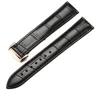 KDEGK Genuine Leather Watch Strap for Omega Watch Seamaster wristband 19mm 20mm 22mm Deployant Clasp Black Brown Watchband Bracelet(Black rose gold,18mm)