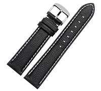 KDEGK Genuine leather watchband for Ticwatch 2 watch straps 20mm Quick release pins(Black X white line,20mm)