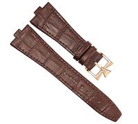 KDEGK Genuine Leather Watchband For Vacheron Constantin OVERSEAS Series 4500V 5500V P47040 Stainless Steel Buckle 25 * 8 mm Men Watch Strap(Brown-rosegold)