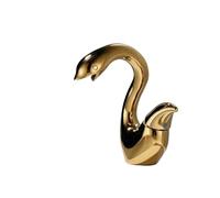 KDEGK Gold Swan Design Modern Basin Faucet: Single Handle Deck Mounted Hot-Cold Mixer Tap for Bathroom Sink(I)