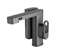 KDEGK Gun Grey 2-in-1 Sensor Basin Faucet, Touchless Tap with Built-in Soap Dispenser and Temperature Display(Gun Grey)