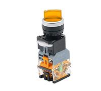 KDEGK LA38-11XD/2 Rotary push button switch with lamp 22MM 2 position 3 position latching LED Silver contact knob switches Multicolor(Yellow,220V_2 POSITION (1NO 1NC))