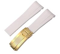 KDEGK Rubber Silicone Watchband 20mm 21mm For Rolex submariner daytona DEEPSEA Oysterflex Watches Band GMT bracelet watch(White gold,21mm)