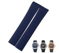 KDEGK Rubber Strap Metal Pin 21mm Watch Band Fit For PATEK 5167A 5167R AQUANAUT Philippe PP Brown Waterproof Bracelets(Blue strap)