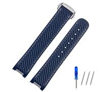 KDEGK Rubber Watch Strap Accessories Are Suitable For Omega Watch Haima 220/210 Series Watch Waterproof Silicone Strap Men 20mm(Blue white Silver)