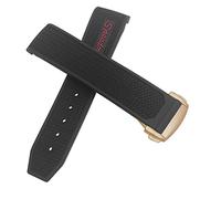 KDEGK Rubber Watchband 22mm 20mm 19mm 21mm Watch Strap For Omega Speedmaster Heritage Seamaster Silicone Waterproof Sport Bracelet(Red rose,21mm)