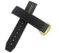 KDEGK Rubber Watchband 22mm 20mm 19mm 21mm Watch Strap For Omega Speedmaster Heritage Seamaster Silicone Waterproof Sport Bracelet(Yellow golden,20mm)