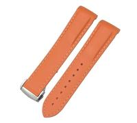 KDEGK Rubber Watchbands 19mm 20mm 21mm 22mm for Omega Seamaster Planet Ocean Waterproof Sport Watch Strap(Orange white,22mm)