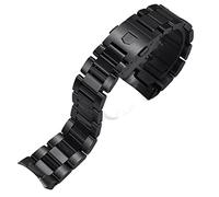 KDEGK Silver black Stainless steel Watchband Bracelets Curved end Solid Link 22mm for TAG heuer steel watch men straps(Black)