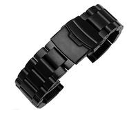 KDEGK Solid Thickening 5.5mm large size Stainless Steel Watchbands Silver black 22mm 24mm 26mm Matte Metal WatchBand Strap Wrist Watch(Black,24mm)