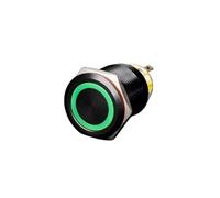 KDEGK Switch on Off Black Metal Push Button Momentary Locking Power Switch 12V24V220V6V3V Mini Rotary STOP START for Car Computor 22mm(Green ring lock 3-6V)