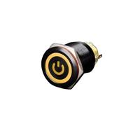 KDEGK Switch on Off Black Metal Push Button Momentary Locking Power Switch 12V24V220V6V3V Mini Rotary STOP START for Car Computor 22mm(Yellow power reset12)