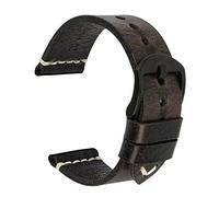 KDEGK Vintage cowhide handmade watch strap wrist band 20mm 21mm 22mm 23mm 24mm watch band(Black black,24mm)
