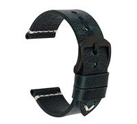 KDEGK Vintage cowhide handmade watch strap wrist band 20mm 21mm 22mm 23mm 24mm watch band(Blue black,22mm)