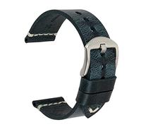 KDEGK Vintage cowhide handmade watch strap wrist band 20mm 21mm 22mm 23mm 24mm watch band(Blue silver,24mm)