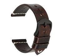 KDEGK Vintage cowhide handmade watch strap wrist band 20mm 21mm 22mm 23mm 24mm watch band(Dark brown black,20mm)
