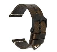 KDEGK Vintage cowhide handmade watch strap wrist band 20mm 21mm 22mm 23mm 24mm watch band(Green black,20mm)