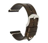 KDEGK Vintage cowhide handmade watch strap wrist band 20mm 21mm 22mm 23mm 24mm watch band(Green silver,23mm)