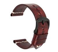 KDEGK Vintage cowhide handmade watch strap wrist band 20mm 21mm 22mm 23mm 24mm watch band(Wine red black,21mm)