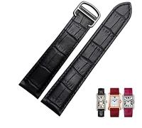 KDEGK Watchband Genuine Leather Watch Strap 1617/18/20/22/23/24/25mm Bracelet For Men/Woman Replace Watchbands For Cartier Tank Solo(Black silver,18mm)