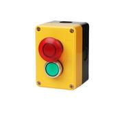 KDEGK Waterproof Two Position Push Button Switch With Control Yellow Plastic Box Plastic NO NC Momentary Reset Electric Use(Emergency stop-04)