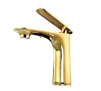 KDEGK White & Chrome Brass Bathroom Basin Faucet - Single Handle Hot-Cold Mixer Tap with Multi-Color Options(Gold)
