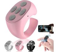 Kdely 2025 New Fingertip Wireless Bluetooth Remote Control, Remote Control Page Turner Bluetooth Scroller Ring, Short Video and Music Camera Shutter Remote Controller Scrolling Ring (Pink)