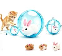 Kdely 2026 New Self-Rolling Interactive Cat Ball, Realistic Animal Automatic Moving Cat Balls, 360° Rolling Spin Moving Cat Ball, Fun Indoor Interactive Pet Ball for Cats Dogs Chasing，Blue：Rabbit