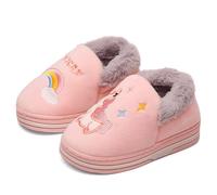 Kdemeng Boys Girls Warm Unicorn Slippers Non-Slip Warm Fluffy House Shoes Indoor Outdoor