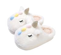 Kdemeng Women Cute Unicorn Plush Slippers Warm and Anti Slip Thick Sole for Indoor and Outdoor