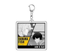 KDENRQGJ 2PCS Banana Fish Ash Lynx Stand Figure Badge Jewelry Keychain Bag Car Pendant Key Ring Souvenir Wholesale Gift