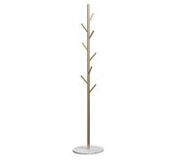 KDFJ Antique Brass Coat Rack Free Standing 8 Hooks Tree Clothes Rack Marble Base Stand for Coats Hats Scarves Clothes-A