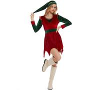 KDFJIEelf Elf Costume for Women, Christmas Jovi Elf Costume Dress Set Budby The Elf Costume Dress for Xmas Holiday Party (X-Small)
