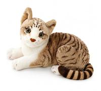 KDFSSIPE Plush Cat Stuffed Animal Realistic Cat Plush Gift Brown | Realistic Stuffed Cat Animal Doll, Scottish Farm Animal Plushie, Birthday Gift for Cow Lovers