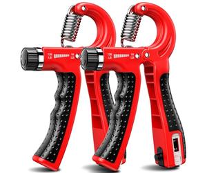 KDG Hand Grip Strengthener 2 Pack Adjustable Resistance(5-60KG) Forearm Exerciser, Grip Strength Trainer for Muscle Building and Injury Recovery for Athletes (Red)