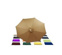 KDHKDFN replacement parasol canopy 8 arms 4.0m 2.7m 3.5m 3.0m 2m for Round Patio umbrella cover(Size:8Ribs 400cm/13.2ft,Color:Khaki)