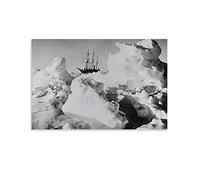 KDIK Ernest Shackleton's Ship Endurance Trapped in Ice Vintage Retro Poster Canvas Wall Art Posters For Room Aesthetic Living Room Picture Print home Decor 16x24inch(40x60cm)