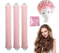 KDJXZ Overnight Blowout Rods,3 PCS Heatless Curling Rod for Women Overnight Hair Curlers Headband Flexi Rods for Long Hair Set for Hair Wrapping Sleeping at Night with a Silk Scarf and Shower Cap