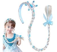 KDJXZ Princess Wig,Princess Headband,Frozen Hair Accessories,Kids Girls Party Hair Clipsband Costume Dress Up,Braided Wigs Birthdays,Christmas Dress Up Wigs Hair Extensions Party