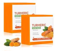 KDJXZ Turmeric Soap 2 Pieces Tumeric Soap Acne Dark Spot Smooth Skin, Turmeric Soap Bar, Turmeric Handmade Soap Bar Suitable for Moisturizing Restoring Elasticity Luster and Tightening Pores