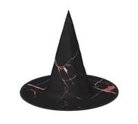 KDKJEDPEAF Black Rose Gold Marble Print Halloween Pointy Hat For Women, Magic Hat, Foldable Witch Hatwizard Party Hat For Cosplay Costume & Daily Accessorie
