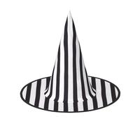 KDKJEDPEAF Black & White Stripe Print Halloween Pointy Hat For Women, Magic Hat, Foldable Witch Hatwizard Party Hat For Cosplay Costume & Daily Accessorie