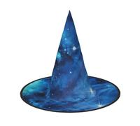 KDKJEDPEAF Blue Universe Space Galaxy Print Halloween Pointy Hat For Women, Magic Hat, Foldable Witch Hatwizard Party Hat For Cosplay Costume & Daily Accessorie