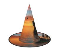 KDKJEDPEAF Cruise Ship Print Halloween Pointy Hat For Women, Magic Hat, Foldable Witch Hatwizard Party Hat For Cosplay Costume & Daily Accessorie