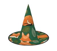 KDKJEDPEAF Cute Animal Fox Flower Print Halloween Pointy Hat For Women, Magic Hat, Foldable Witch Hatwizard Party Hat For Cosplay Costume & Daily Accessorie