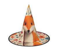 KDKJEDPEAF Cute Floral Animal Pattern Print Halloween Pointy Hat For Women, Magic Hat, Foldable Witch Hatwizard Party Hat For Cosplay Costume & Daily Accessorie